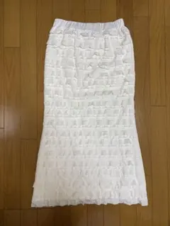w closet フリルデザイン タイトスカート ホワイト