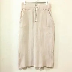 ローリーズファーム　ベージュ リブ編み タイトスカート スリット　ストレッチ　春