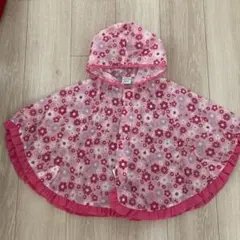 ピンク花柄レインケープ 80-100cm
