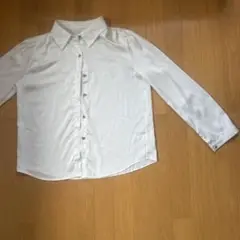 ホワイト長袖シャツ シルク風