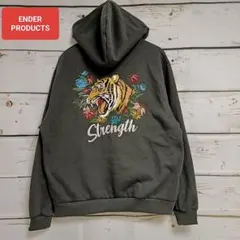 ENDER PRODUCTS 虎刺繍 パーカー 裏起毛 カーキ