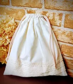 ナチュラル系レース巾着