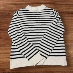 LOWRYS FARM 長袖セーター M ホワイト/ブラックストライプ