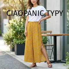​CIAOPANIC TYPY 小花柄 サイドスリット ワイドパンツ マスタード