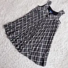 バーバリーブルーレーベル ノバチェック プリーツワンピース ウール 38 Aライ