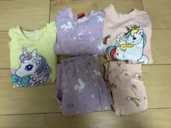 ユニコーン柄長袖パジャマ2枚+Tシャツ