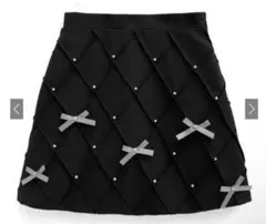 GRL インパン裏地付き リボンビジューミニスカート M ブラック ai95