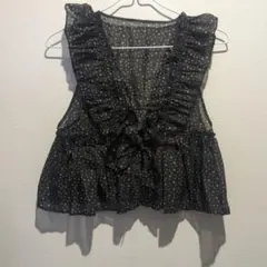 フリル付き黒シースルービスチェ☆