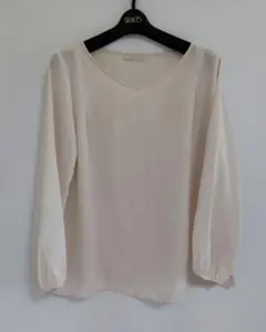 any SiS ベージュ Vネック 長袖ブラウス