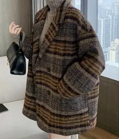 チェック柄ショートコート レディース