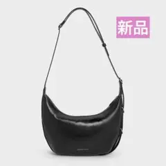【新品】CHARLES&KEITHBrynaカーブホーボーバッグノワールブラック