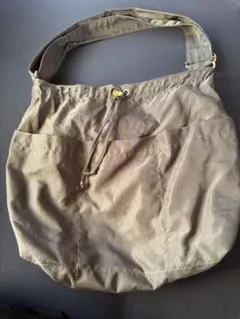 濃グレーナイロン ドローストリング ショルダーバッグ