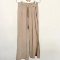 リラックスパンツ ワイド【XS 】ベージュ カジュアル 裏起毛 ルームウエア