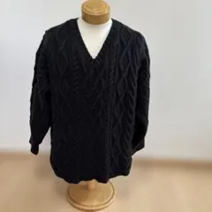 AMERICAN HOLIC Vネック ケーブルニット ブラック Lのサムネイル