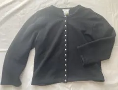 agnès b. カーディガンプレッション ブラック 裏起毛 コットン 36