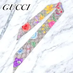 グッチ　GG柄　フローラル　スカーフ　シルク素材　リボン　高級　箱付