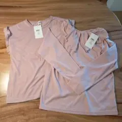 新品ブランシェス　フリル付きピンク長袖半袖Tシャツ2枚セット