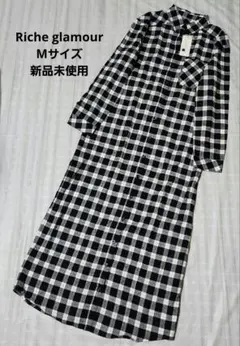 ○【新品】長袖シャツワンピース ロング チェック柄 マタニティ M ナチュラル系