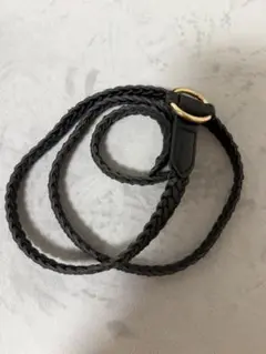 ブラックレザー編み込みベルト