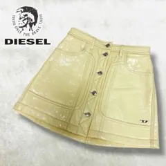 極美品 DIESEL ミニスカート アイボリー エナメル 光沢 Dロゴ y2k