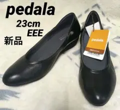 新品未使用 ペダラ アシックス 23.5 EEE 黒 レザーシューズ 幅広 ASICS アシックス ペダラ スポーツ メンズ ウォーキングシューズ