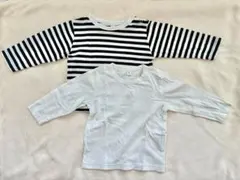 長袖Tシャツセット 90cm ストライプ・無地