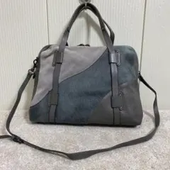 IACUCCI イアクッチ シボ革×ハラコ×スエード 2WAY ハンドバッグ