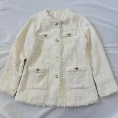 美品 グローブ フリンジ ツイード ジャケット 金ボタンのサムネイル