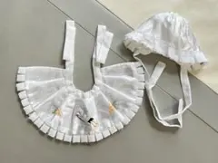 お宮参り用ホワイト衣装 スタイ　帽子