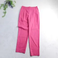 洗える✨レディラックルカ リネンブレンドパンツ ピンク 半ゴム 日本製 38のサムネイル