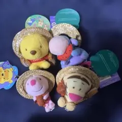 くまのプーさん　麦わら帽子　マスコットキーチェーンセット