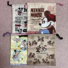 ディズニーキャラクター 巾着袋4枚セット