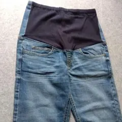 マタニティデニムパンツ 伸縮性ウエスト（股下67.5cm）