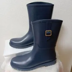 NUOVO ネイビー ゴム製 バックルレインブーツ長靴 XL