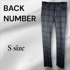 【裏起毛】BACK NUMBER チェック柄 暖かスキニーパンツ S グレー