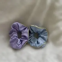 ギンガムチェックシュシュ 2個セット