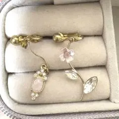 イヤリング 花 ピンク ゴールド