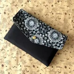 御朱印帳ケース[タイル模様×黒]