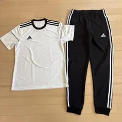 adidas サッカーウェアセット Ｌホワイト/Ｓブラック