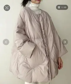 ダウン90%軽量ダウンジャケットマフラー付き スモークピンク 定価17,380円