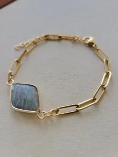 天然石　グリーンアベンチュリンブレスレット　ダイヤ型　ハンドメイド　匿名配送