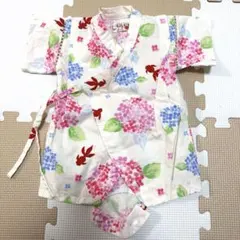 ベビー甚平 あじさい 金魚柄 60-70cm 綿100% ロンパース 夏服 祭り