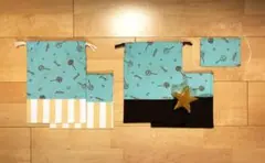 給食セット　キャンディーポップ　ハート　コップ袋　ランチョンマット　シンプル