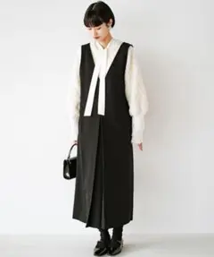 haco! ハコ！　Tシャツからニットまで大人も着られるジャンパースカート 黒