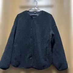 UNIQLO ボアフリースクルーネックカーディガン ブラック L