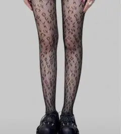 レオパード柄 ブラックネットタイツ