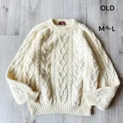 オールド フィッシャーマンニット アランニット クルーネック セーター M〜L