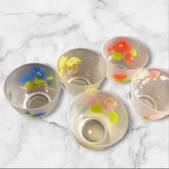 たち吉 五草花 冷茶碗 茶托付 5客セット