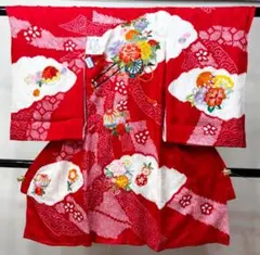 ☆5184☆ 子供着物 七五三 女の子 四つ身 襦袢付き 絞り染め 美品