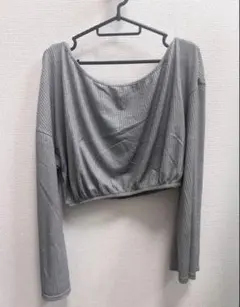 SHEIN ニット　グレー ラメ入り クロップド長袖トップス Lサイズ
